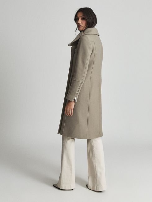 Reiss Taupe Roxi Petite Wool Blend Coat 
