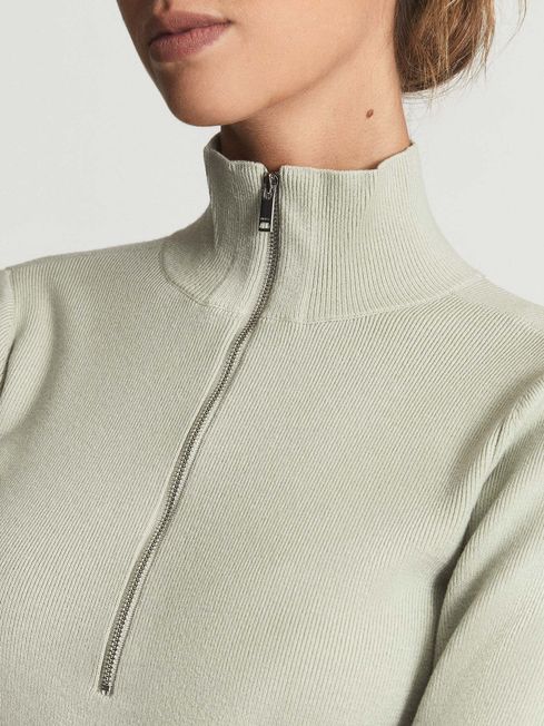 Reiss Sage Leah Rib Knitted Zip Up 