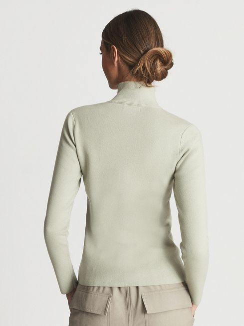 Reiss Sage Leah Rib Knitted Zip Up 