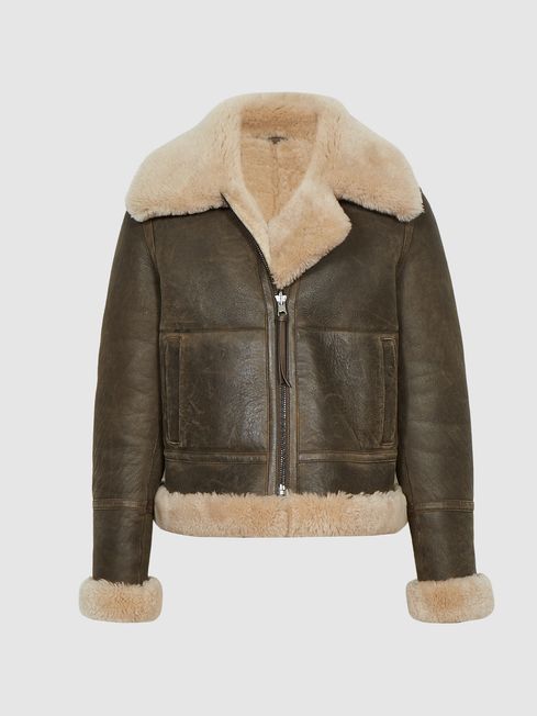 Reiss Brown Hadi Reversible Shearling 