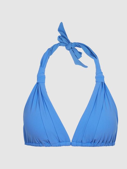 Reiss Cornflower Blue Annabella Knot Detail Triangle Bikini Top