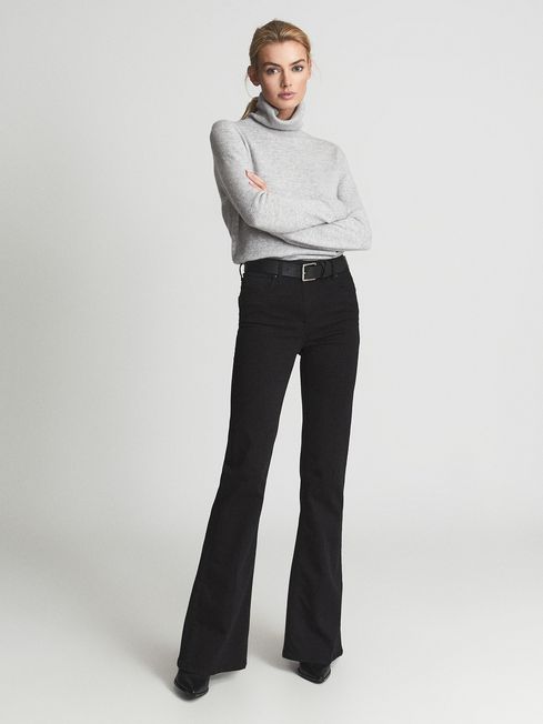 high waisted black flare jeans