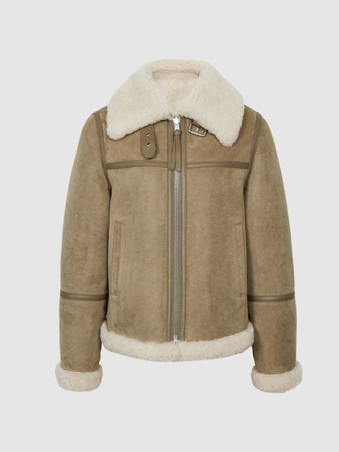 Reiss Tan Macey Reversible Shearling 