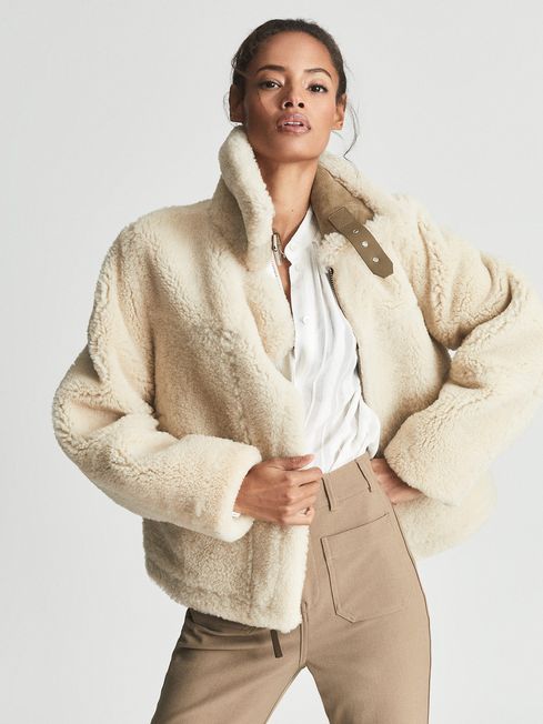 Reiss Tan Macey Reversible Shearling 