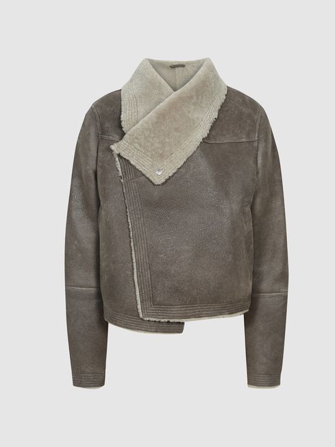 Reiss Brown Celeste Shearling Jacket 