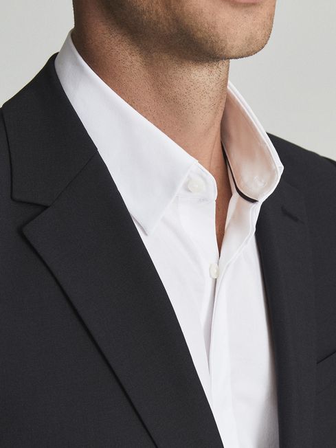 Reiss White Kiana Cotton Stretch Poplin 