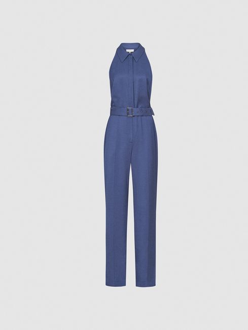 Reiss Blue Petra Wide Leg Jumpsuit - REISS
