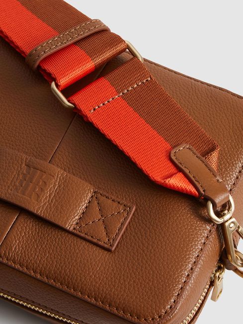 Reiss Tan Brompton Grained Leather Camera Bag