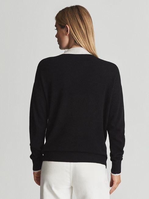 White Mila V Knit Ribbed Jumper - REISS