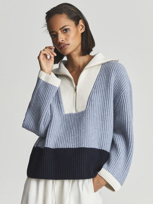 Half Zip Wool Blend Jumper | REISS USA