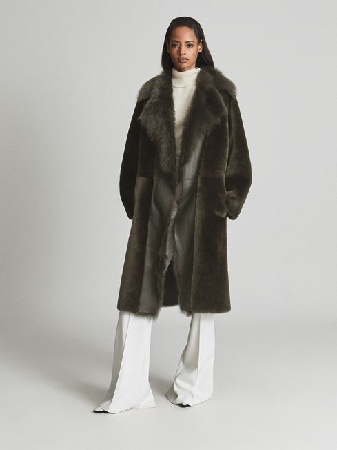 Reiss Deya Reversible Shearling Coat 