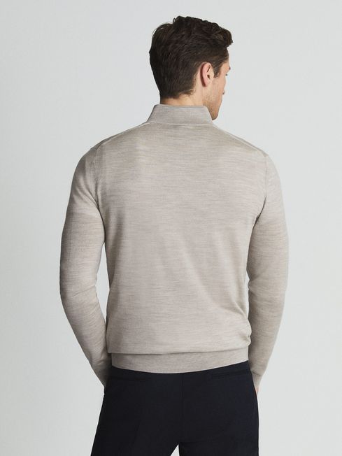 Reiss Oatmeal Blackhall Merino Wool Zip 