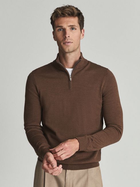Merino Wool Zip Neck Jumpers - REISS