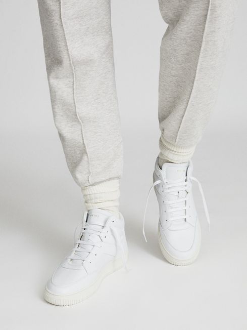 Reiss White Grendon Leather High Top Trainers