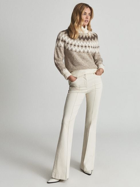 Reiss Grey Amy Fairisle Roll Neck 