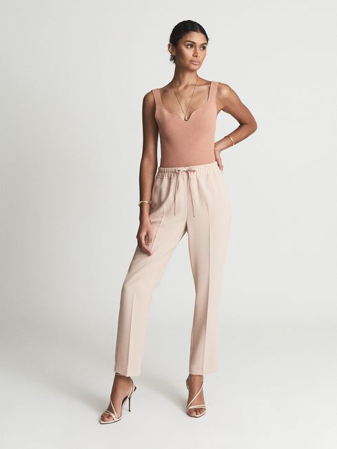 Reiss Pink Hailey Regular Pull On Trousers