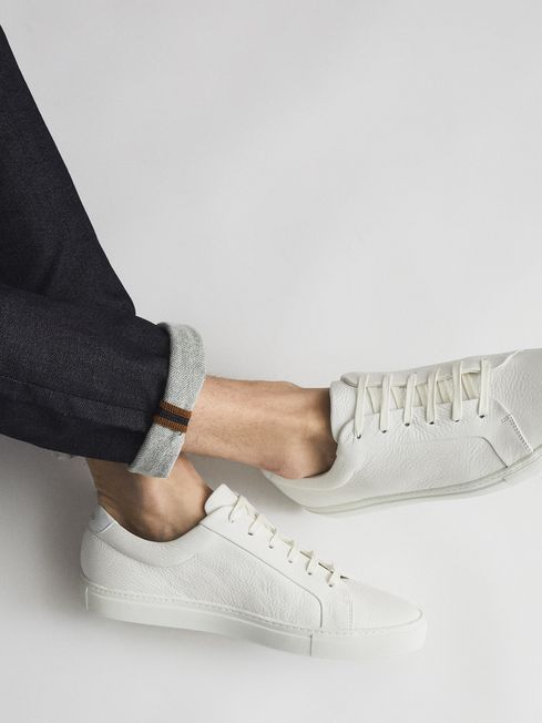 Reiss White Luca Tumbled Leather