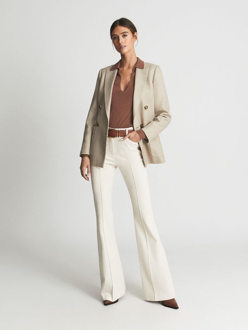 Reiss Cream Florence High Rise Flared 
