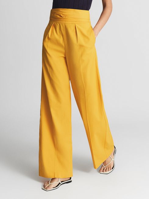 Reiss Yellow Malin Regular Wide Leg Tie 