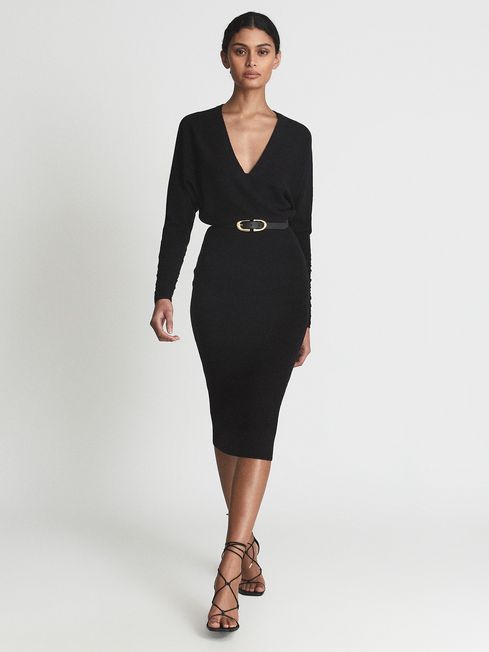 Reiss Black Jenna Petite Cashmere Blend 