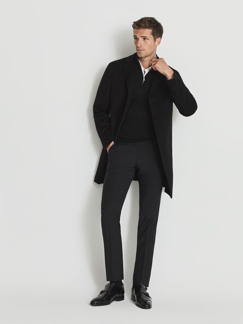 Reiss Black Blackhall Merino Wool Zip 