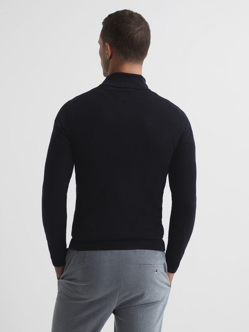 Reiss Navy Blackhall Merino Wool Zip 