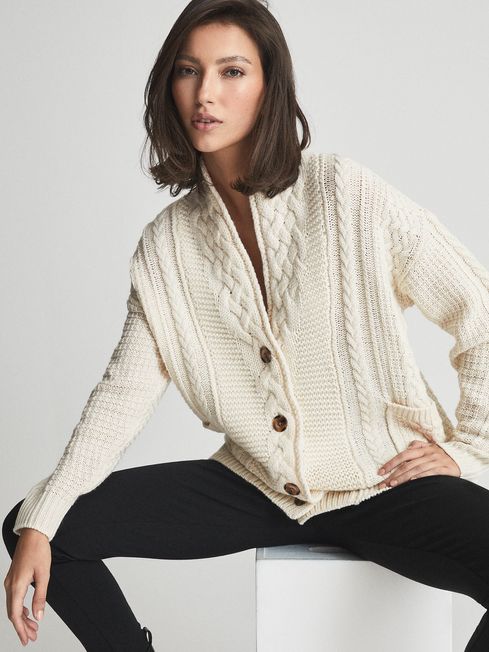 Reiss Cream Summer Shawl Collar 
