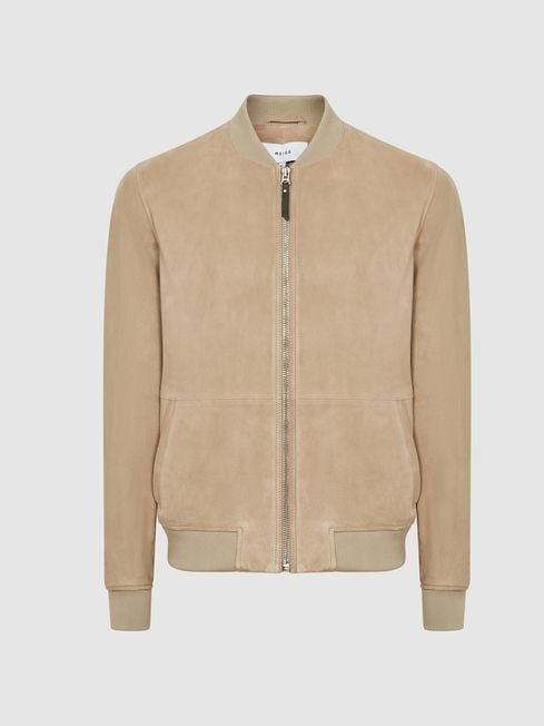 Reiss Stone Dilan Suede Zip Through 