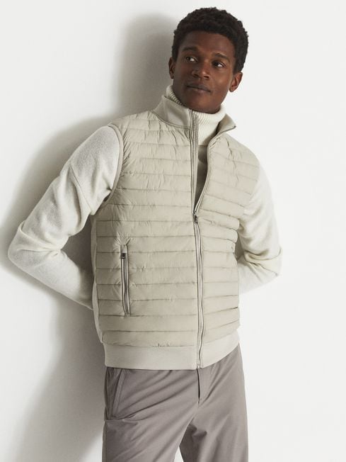 Reiss Stone Pluto Hybrid Quilted Gilet