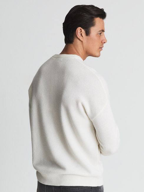 Reiss Ecru Parks Merino Wool Crew Neck 