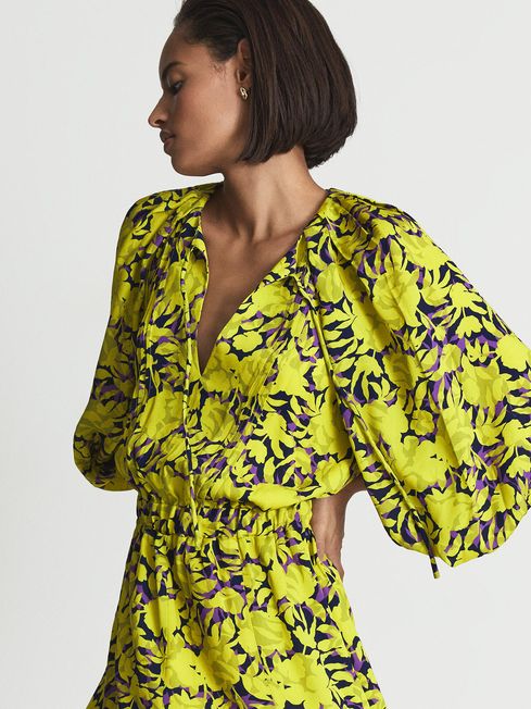 Reiss Karlie Lime Print Flippy Dress 