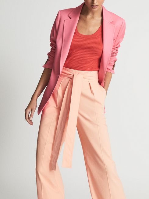 Wide Leg Tie Detail Trousers | REISS USA