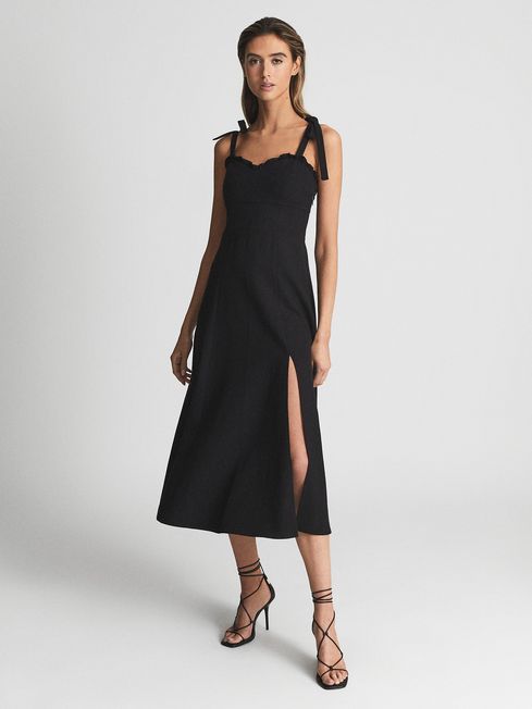 Reiss Black Yanna Strappy Linen Blend 