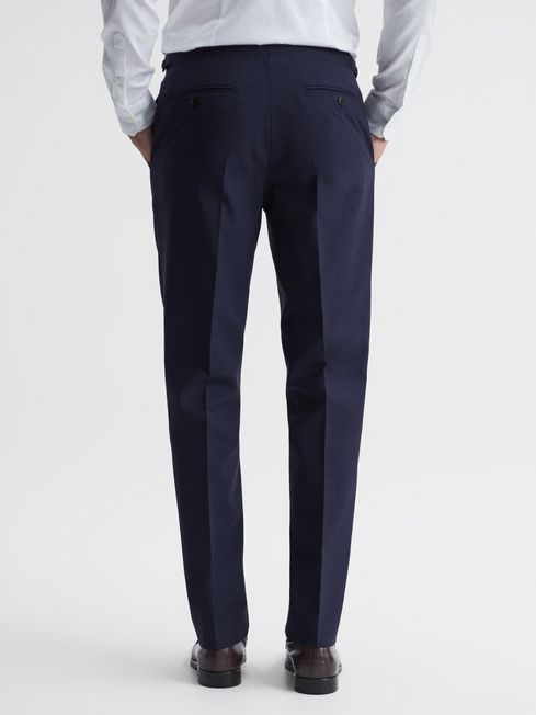 Reiss Navy Bold Slim Fit Wool Trousers 