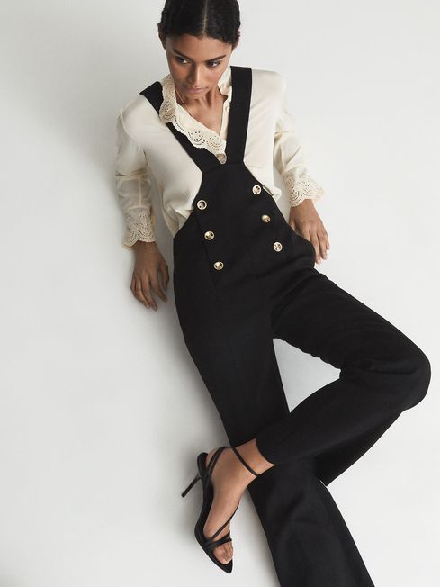 Reiss Black Vittoria Petite Dungaree 