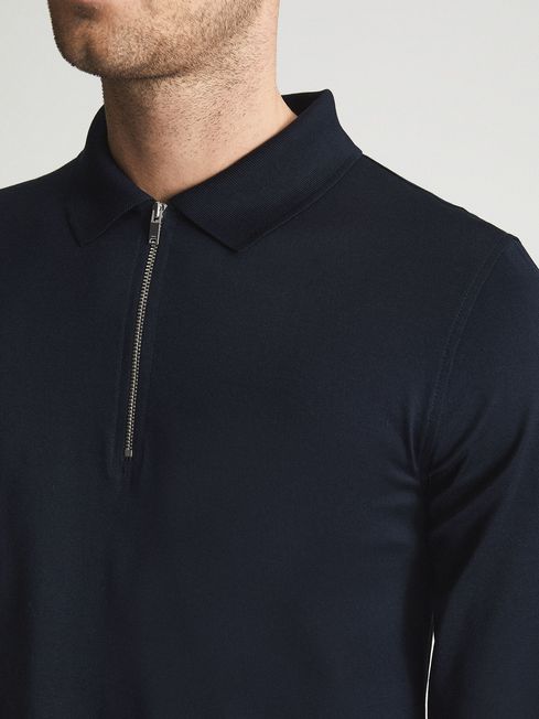 Reiss Navy Ashdown Golf Half Zip Polo Shirt