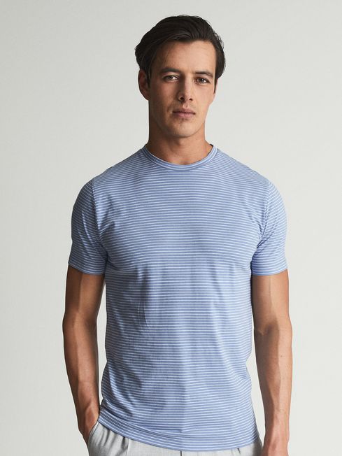 Reiss Blue Bois Mercerised Striped T-shirt
