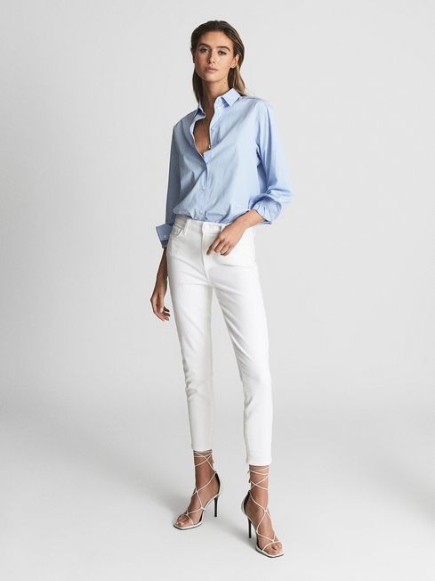 Reiss White Hoxton Paige Cropped Skinny Jeans