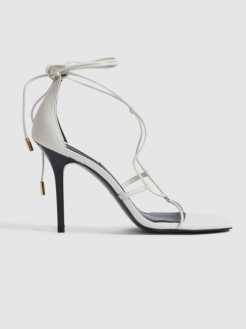 Reiss Off White Kali High Leather Strappy Wrap Sandals