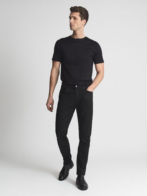 Reiss Black Rufus Tapered Fit Jeans