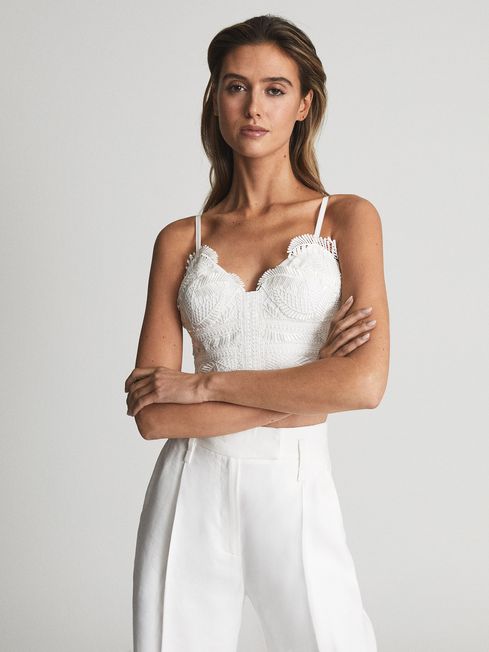 Reiss White Penny Lace Bralette