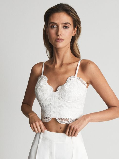 Reiss White Penny Lace Bralette | REISS USA