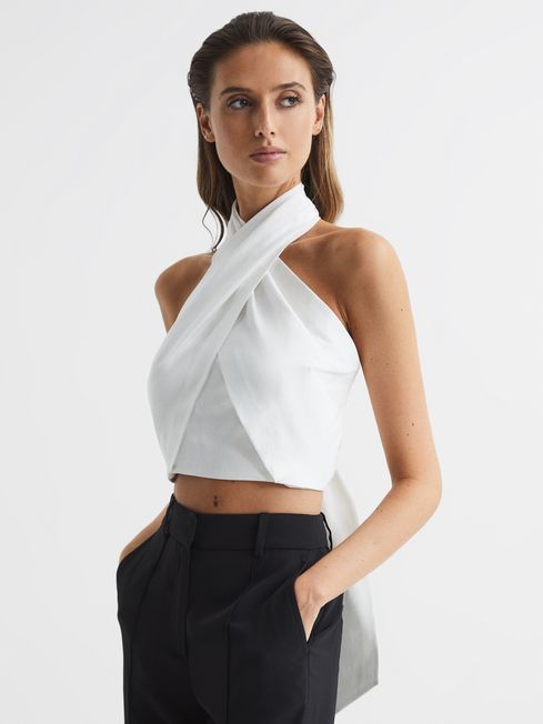 Reiss White Alanis Halter Occasion Top