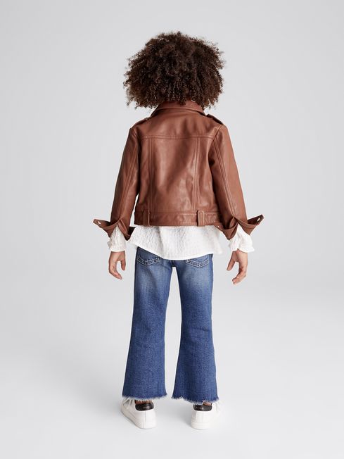 Reiss Tan Dover Junior Leather Jacket 