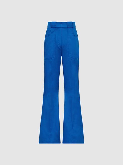 Reiss Cobalt Blue Loren Flared Trousers 