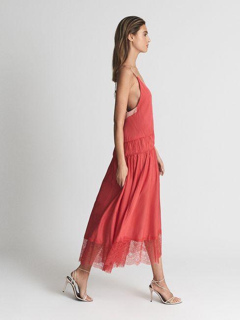 Reiss Coral Henley Romantic Cami Midi 