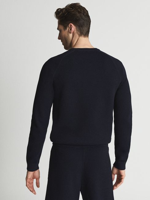 Reiss Navy Hendley Textured Crew Neck 