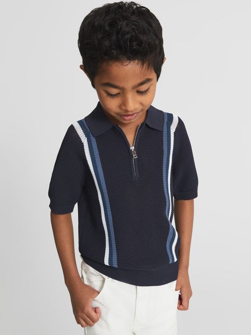 Reiss Navy Polar Junior Half Zip Jumper 