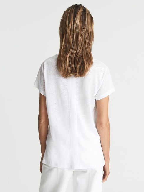 Lottie Linen-jersey V-neck T-shirt - REISS