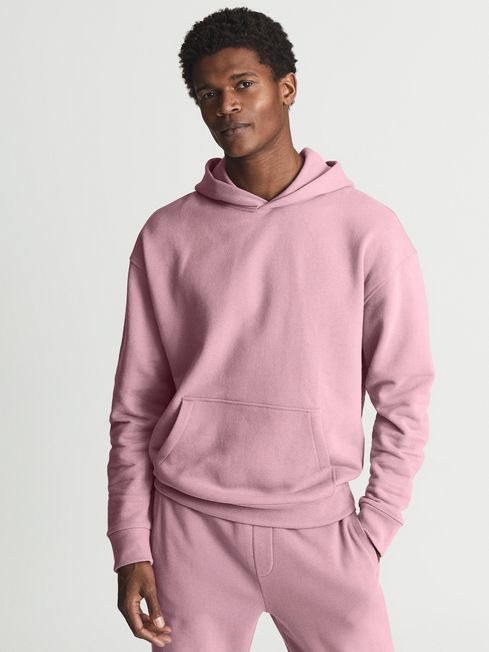Reiss Dust Pink Alexander Oversized Garment Dye Hoodie
